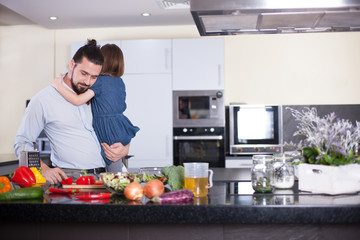 Dad and daughter preparing