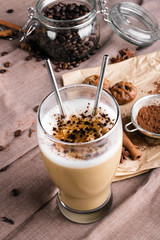 coffee latte with chocolate sprinkles