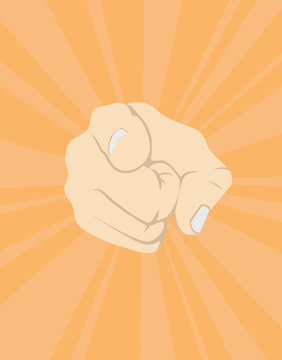 Hand pointing on you vector flat design