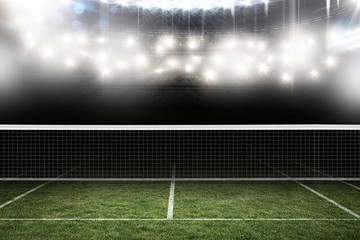Fototapeta premium Composite image of digital image of tennis net on a white backgr