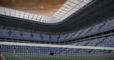Fototapeta premium Composite image of digital image of tennis net on a white backgr