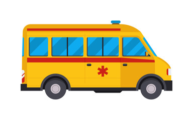 Naklejka na ściany i meble Yellow ambulance car vector illustration.