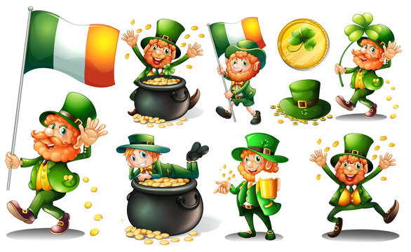 Leprechaun and gold in pot