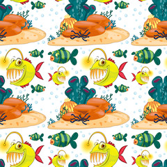 Seamless background  with fish underwater