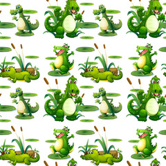 Naklejka premium Seamless crocodile in the pond