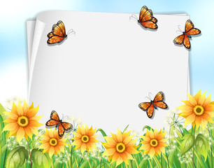 Fototapeta premium Paper design with butterflies and flowers