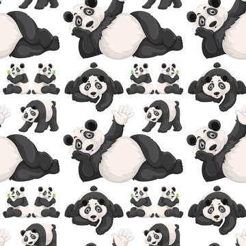 Seamless background  with cute panda