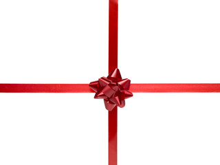gift bow on red ribbon.