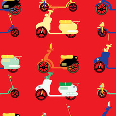 seamless background with mopeds