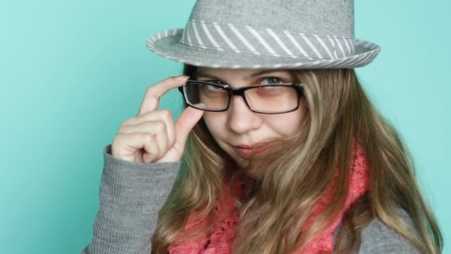 Young woman with glasses in a modern style