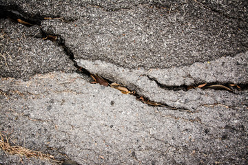 The road surface is damaged