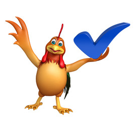 fun Chicken cartoon character with right sign