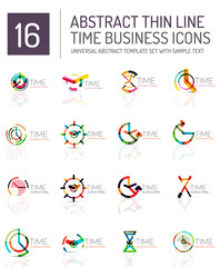 Fototapeta premium Geometric clock and time icon set