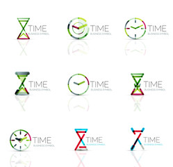Geometric clock and time icon set