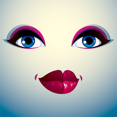 Facial expression of a young pretty woman. Coquette lady visage,