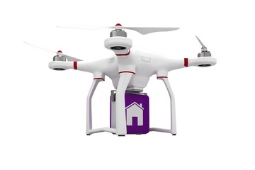 Digital image of a drone holding a cube