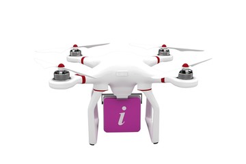 Digital image of a drone holding a cube