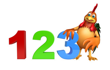 Chicken cartoon character with 123 sign