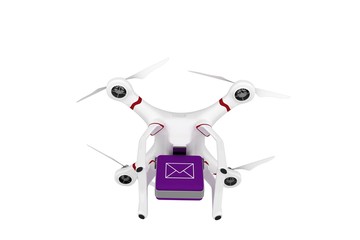 Digital image of a drone holding a cube