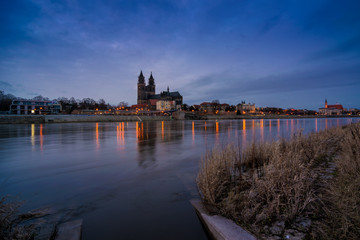 Mageburger Elbufer am Abend, Sachsen-Anhalt
