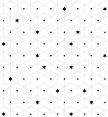 Seamless geometric pattern. Fashion graphics background design with linear rhombuses and stars variously sized in nodes. Texture for prints, textiles, wrapping, wallpaper, website, blogs etc. VECTOR