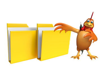 fun Chicken cartoon character with folder