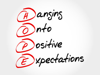 HOPE - Hanging Onto Positive Expectations, acronym concept
