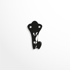 Hardware elements. Wall hook. Vector illustration. Black and white view.