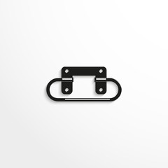 Hardware elements. The handle of the box. Vector illustration. Black and white view.