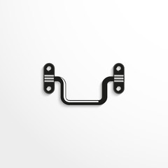 Hardware elements. The handle of the box. Vector illustration. Black and white view.