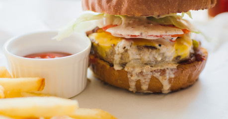 Tasty grilled beef burger