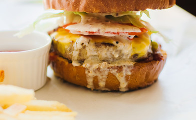 Tasty grilled beef burger