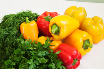 fresh peppers, parsley and dill