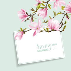 Spring Blossom Background - with Card for your Text - in vector