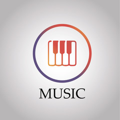 Music logo template. Abstract creative note sign. Isolated on white background. Vector illustration, eps 10.