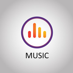 Musical note logo with colorful sectors centered burst