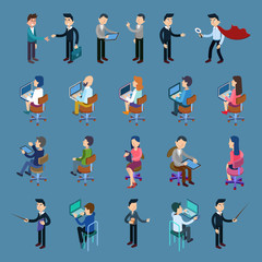 Isometric Office Workers. Business People Set. Isometric Business