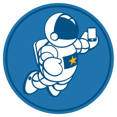 cosmonaut with smartphone in hand