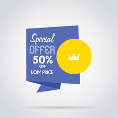 Badge isolated vector in flat design style. Special offer badge or label.