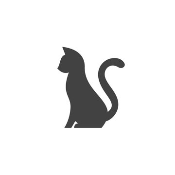 Silhouette of pet cat with a tail up abstract stylization animal for your business logo