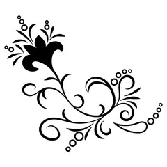 Doodle abstract black handdrawn flower ornament