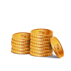 Gold coins isolated on white background.