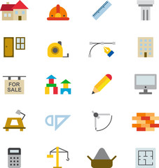 ARCHITECTURE & CONSTRUCTION colored flat icons