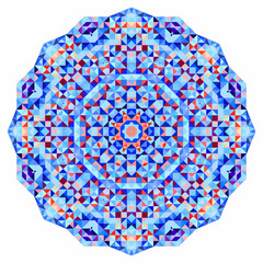 Abstract colorful circle backdrop. Geometric vector mandala. Mosaic banner of geometric shapes