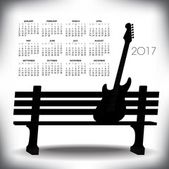 2017 Creative guitar calendar for print or web