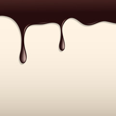 Melted Dark Chocolate Dripping on Light Background