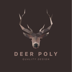 horned animal deer head illustration low poly modern style