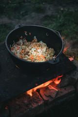 pilaf in a cauldron