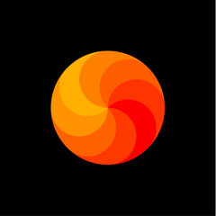 Scope rainbow in shades of orange, spiral swirling illustration