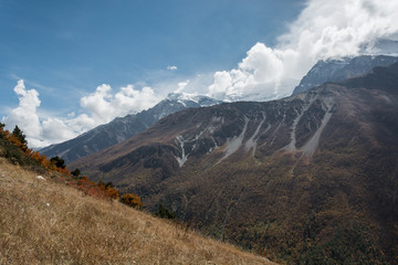 Great mountain massif covered in snow.